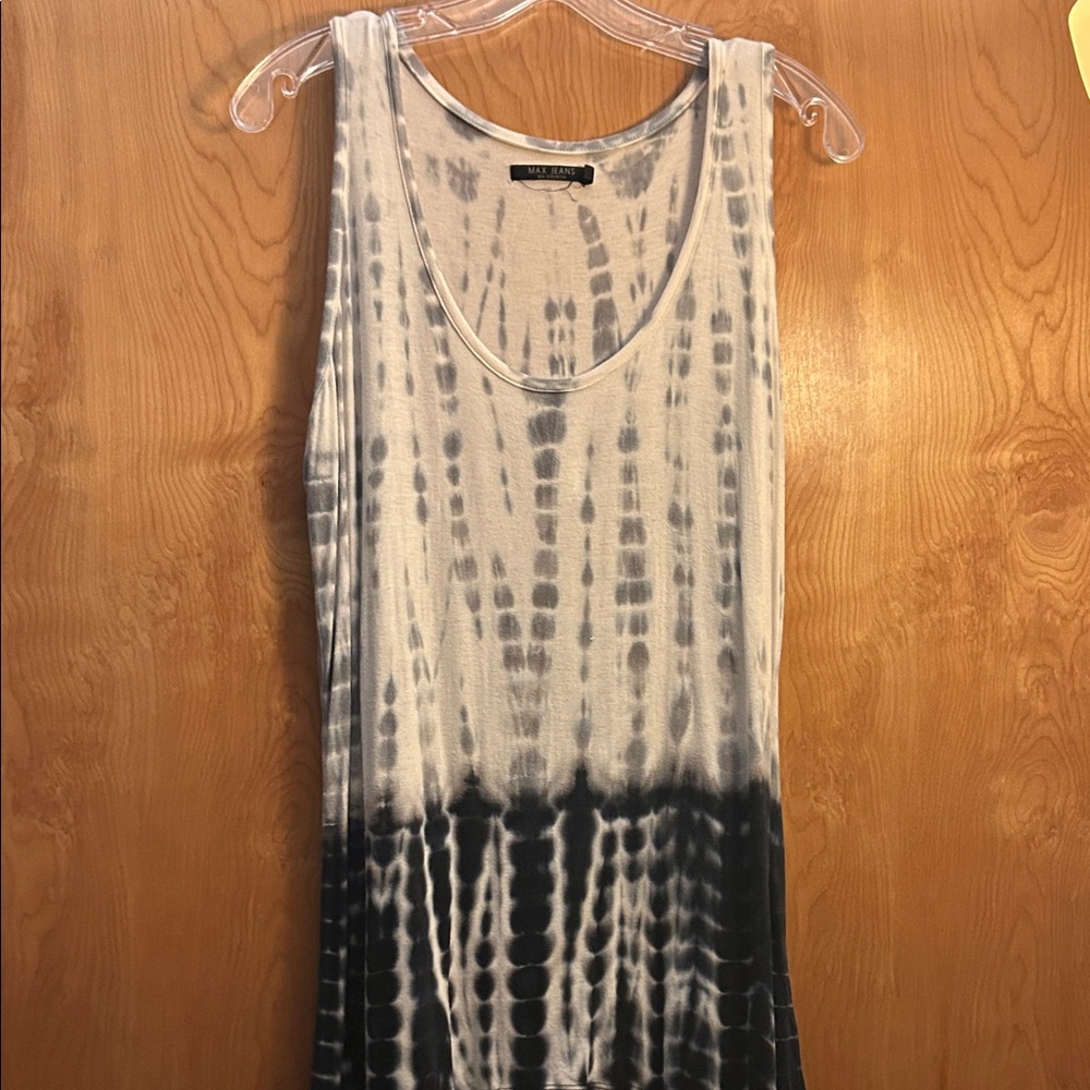 Max Jeans Tie-Dye Tank Top in Blue and Cream